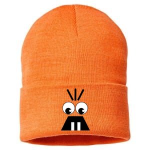 Creepy Face Halloween Carrots Costume Sustainable Knit Beanie