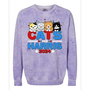 Cats For Harris Vote Kamala Harris 2024 Election Colorblast Crewneck Sweatshirt