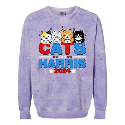 Cats For Harris Vote Kamala Harris 2024 Election Colorblast Crewneck Sweatshirt