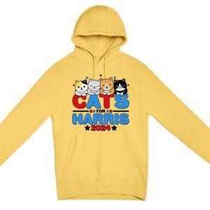 Cats For Harris Vote Kamala Harris 2024 Election Premium Pullover Hoodie