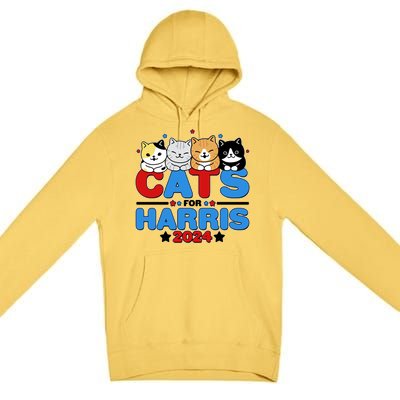 Cats For Harris Vote Kamala Harris 2024 Election Premium Pullover Hoodie