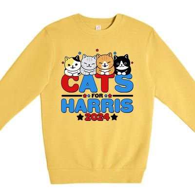 Cats For Harris Vote Kamala Harris 2024 Election Premium Crewneck Sweatshirt