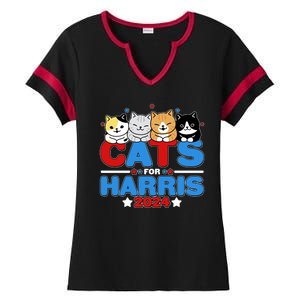 Cats For Harris Vote Kamala Harris 2024 Election Ladies Halftime Notch Neck Tee