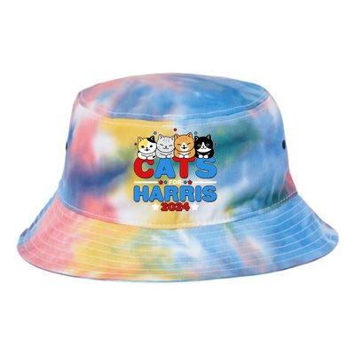 Cats For Harris Vote Kamala Harris 2024 Election Tie Dye Newport Bucket Hat