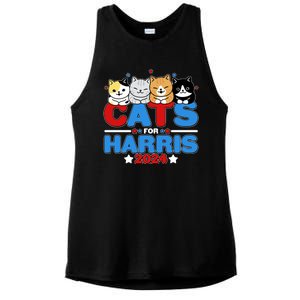 Cats For Harris Vote Kamala Harris 2024 Election Ladies PosiCharge Tri-Blend Wicking Tank