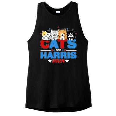 Cats For Harris Vote Kamala Harris 2024 Election Ladies PosiCharge Tri-Blend Wicking Tank