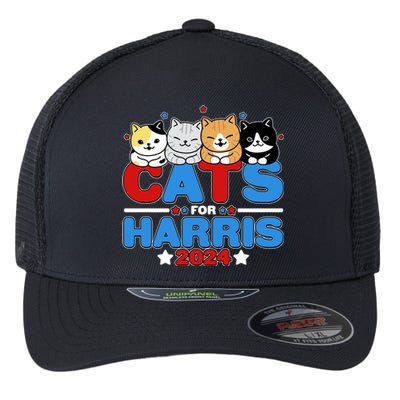 Cats For Harris Vote Kamala Harris 2024 Election Flexfit Unipanel Trucker Cap