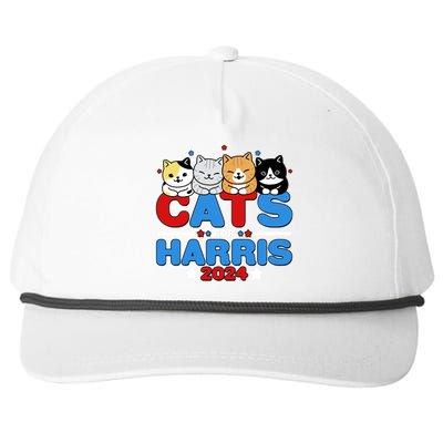 Cats For Harris Vote Kamala Harris 2024 Election Snapback Five-Panel Rope Hat