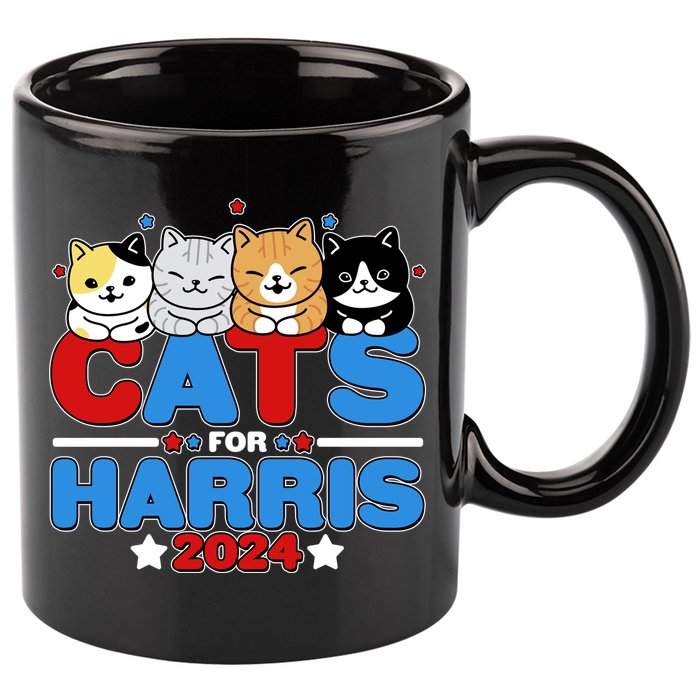 Cats For Harris Vote Kamala Harris 2024 Election 11oz C Handle Ceramic Mug