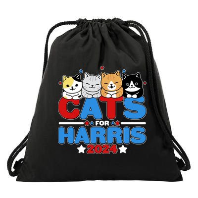 Cats For Harris Vote Kamala Harris 2024 Election Drawstring Bag
