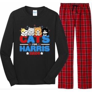 Cats For Harris Vote Kamala Harris 2024 Election Long Sleeve Pajama Set