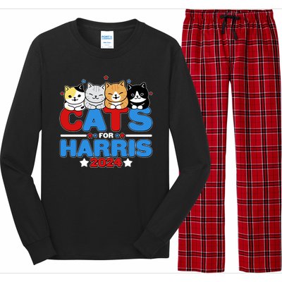 Cats For Harris Vote Kamala Harris 2024 Election Long Sleeve Pajama Set