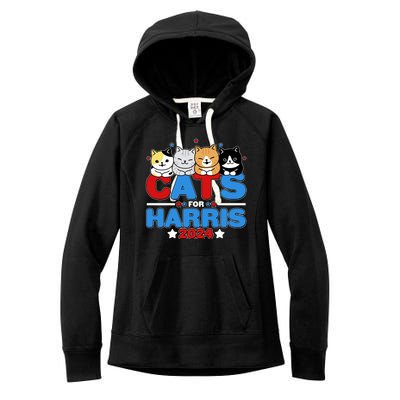 Cats For Harris Vote Kamala Harris 2024 Election Women's Fleece Hoodie