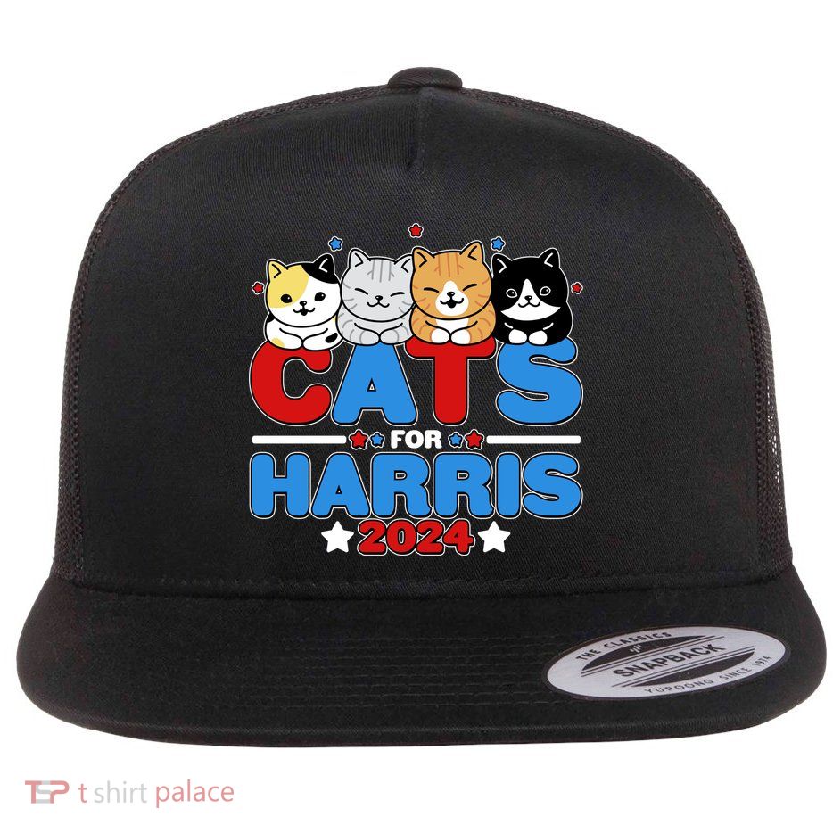 Cats For Harris Vote Kamala Harris 2024 Election Flatbill Hat