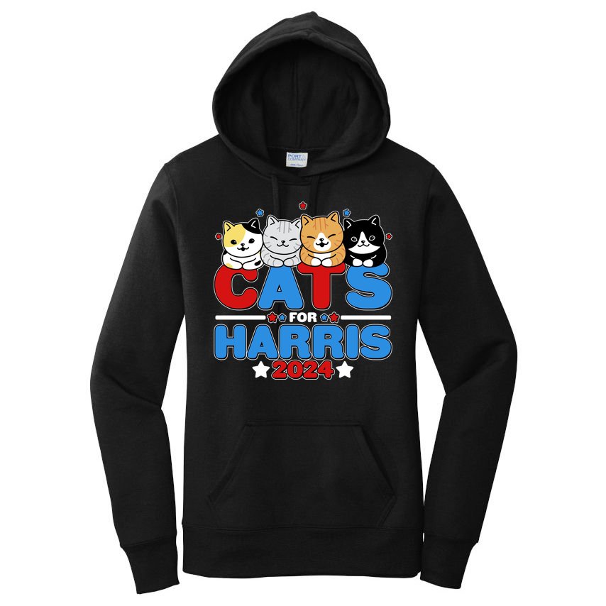 Cats For Harris Vote Kamala Harris 2024 Election Women's Pullover Hoodie