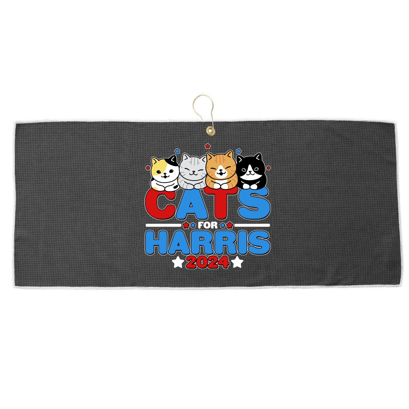 Cats For Harris Vote Kamala Harris 2024 Election Large Microfiber Waffle Golf Towel