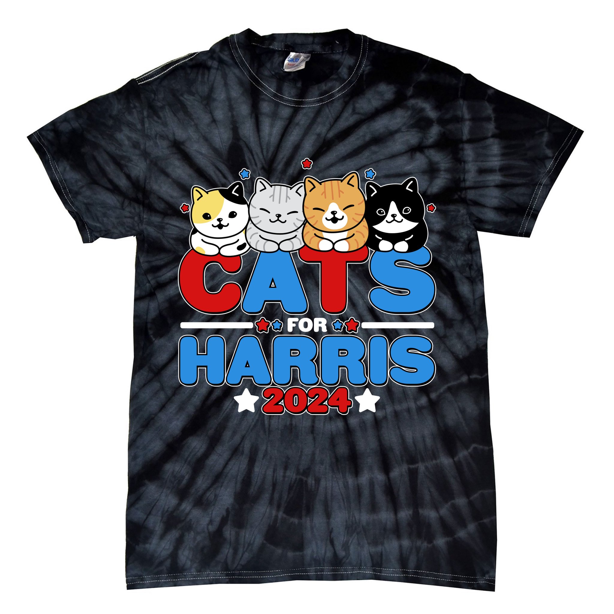Cats For Harris Vote Kamala Harris 2024 Election Tie-Dye T-Shirt