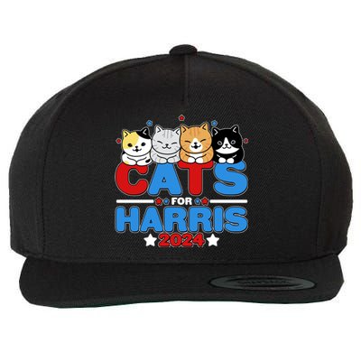 Cats For Harris Vote Kamala Harris 2024 Election Wool Snapback Cap