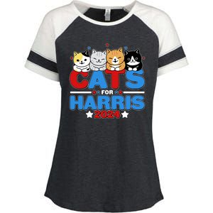 Cats For Harris Vote Kamala Harris 2024 Election Enza Ladies Jersey Colorblock Tee