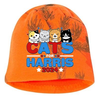 Cats For Harris Vote Kamala Harris 2024 Election Kati - Camo Knit Beanie