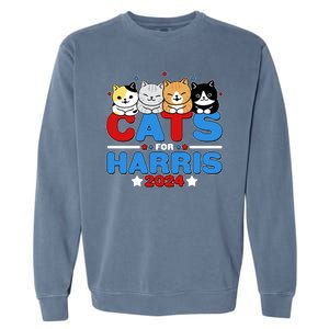 Cats For Harris Vote Kamala Harris 2024 Election Garment-Dyed Sweatshirt