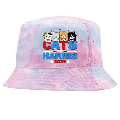 Cats For Harris Vote Kamala Harris 2024 Election Tie-Dyed Bucket Hat