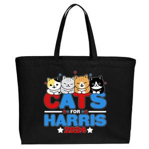 Cats For Harris Vote Kamala Harris 2024 Election Cotton Canvas Jumbo Tote