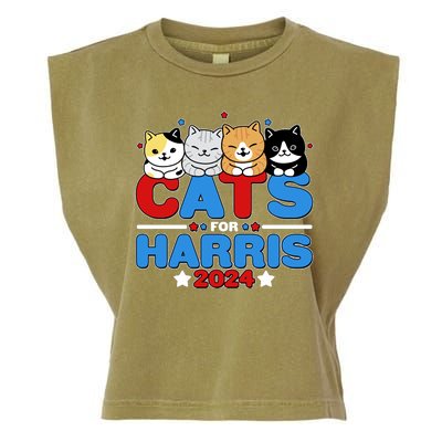 Cats For Harris Vote Kamala Harris 2024 Election Garment-Dyed Women's Muscle Tee