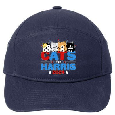 Cats For Harris Vote Kamala Harris 2024 Election 7-Panel Snapback Hat