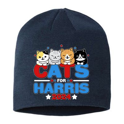 Cats For Harris Vote Kamala Harris 2024 Election Sustainable Beanie