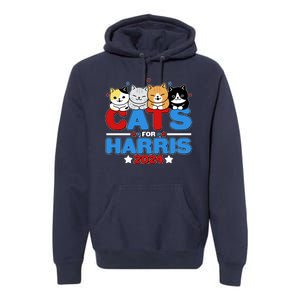 Cats For Harris Vote Kamala Harris 2024 Election Premium Hoodie