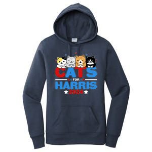 Cats For Harris Vote Kamala Harris 2024 Election Women's Pullover Hoodie