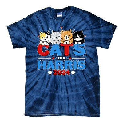 Cats For Harris Vote Kamala Harris 2024 Election Tie-Dye T-Shirt