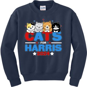 Cats For Harris Vote Kamala Harris 2024 Election Kids Sweatshirt