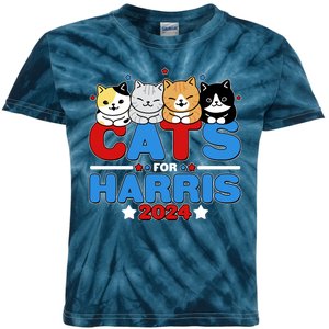 Cats For Harris Vote Kamala Harris 2024 Election Kids Tie-Dye T-Shirt