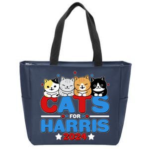 Cats For Harris Vote Kamala Harris 2024 Election Zip Tote Bag