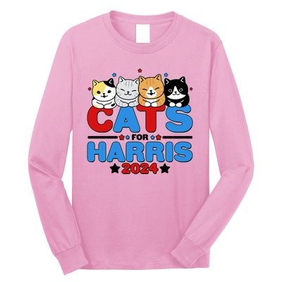 Cats For Harris Vote Kamala Harris 2024 Election Long Sleeve Shirt