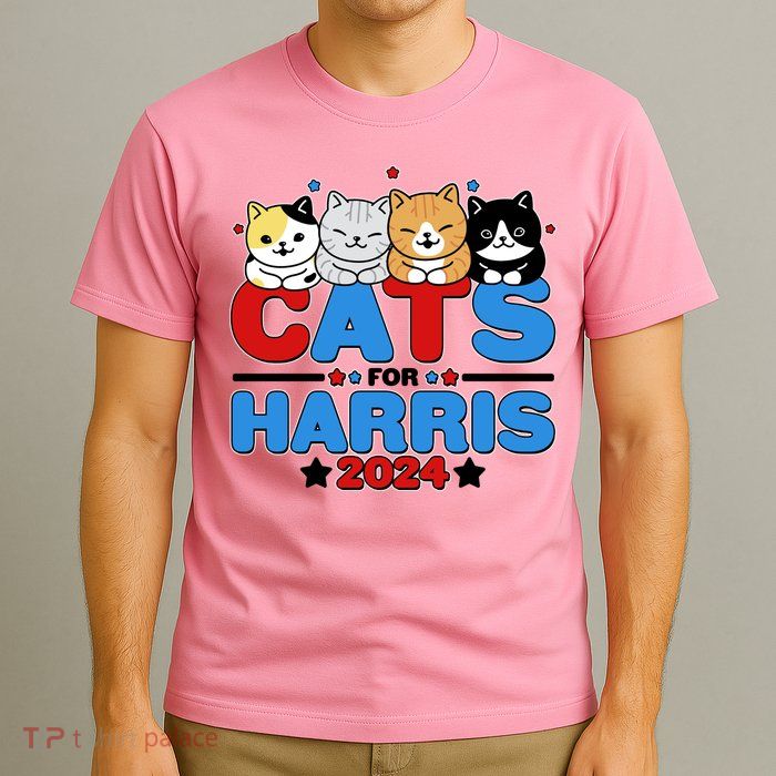 Cats For Harris Vote Kamala Harris 2024 Election T-Shirt