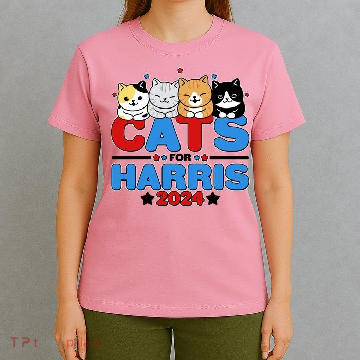 Cats For Harris Vote Kamala Harris 2024 Election T-Shirt