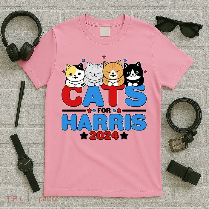 Cats For Harris Vote Kamala Harris 2024 Election T-Shirt