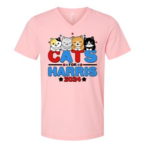 Cats For Harris Vote Kamala Harris 2024 Election V-Neck T-Shirt