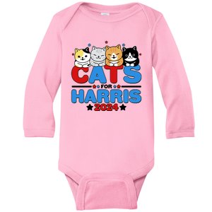 Cats For Harris Vote Kamala Harris 2024 Election Baby Long Sleeve Bodysuit