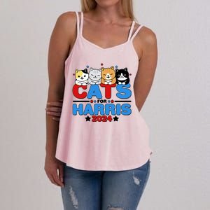 Cats For Harris Vote Kamala Harris 2024 Election Women's Strappy Tank