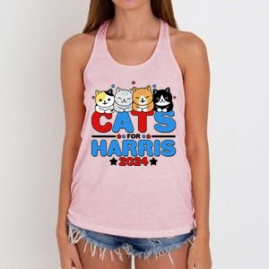 Cats For Harris Vote Kamala Harris 2024 Election Women's Knotted Racerback Tank