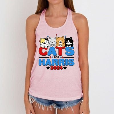 Cats For Harris Vote Kamala Harris 2024 Election Women's Knotted Racerback Tank