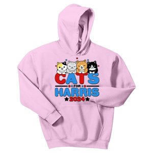 Cats For Harris Vote Kamala Harris 2024 Election Kids Hoodie