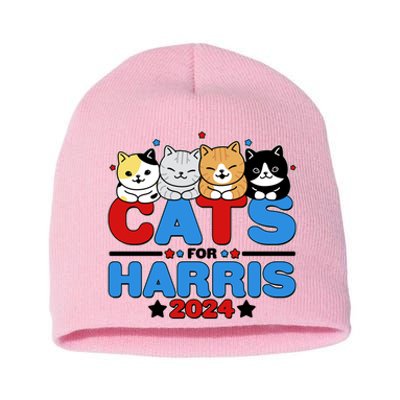 Cats For Harris Vote Kamala Harris 2024 Election Short Acrylic Beanie