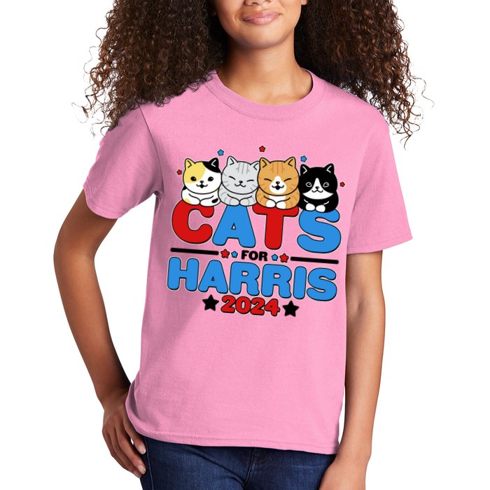Cats For Harris Vote Kamala Harris 2024 Election Kids T-Shirt