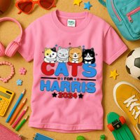 Cats For Harris Vote Kamala Harris 2024 Election Kids T-Shirt