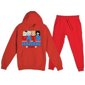 Cats For Harris Vote Kamala Harris 2024 Election Premium Hooded Sweatsuit Set